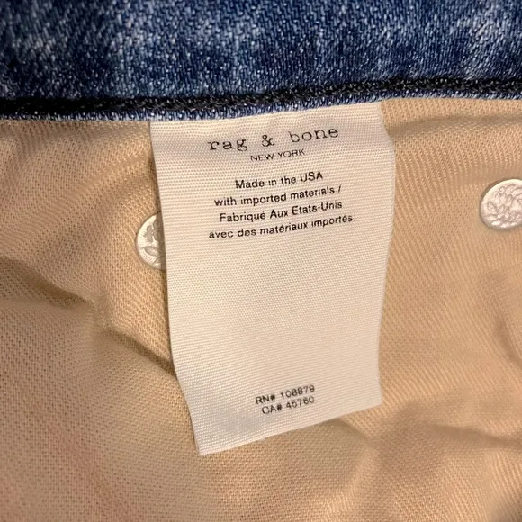 Rag &amp; Bone Dre Low Rise Distressed Slim Boyfriend Size 27 Jeans in Aviation Way