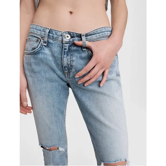 Rag &amp; Bone Dre Low Rise Slim Boyfriend Jeans in Stella Distressed