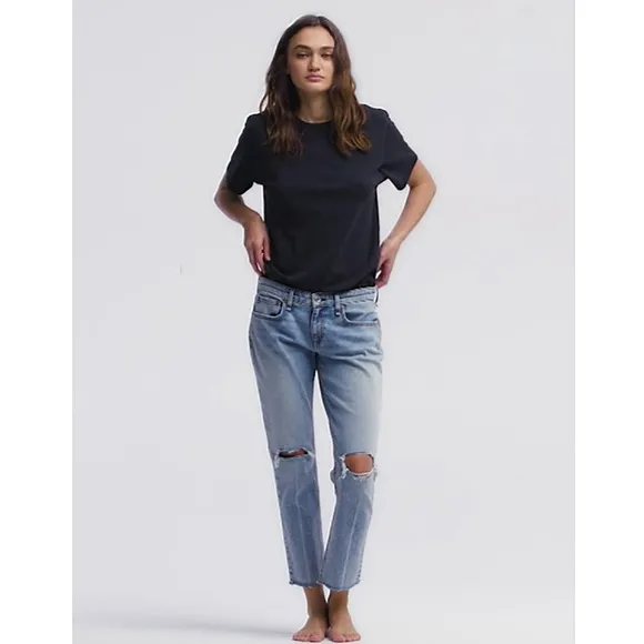 Rag &amp; Bone Dre Low Rise Slim Boyfriend Jeans in Stella Distressed