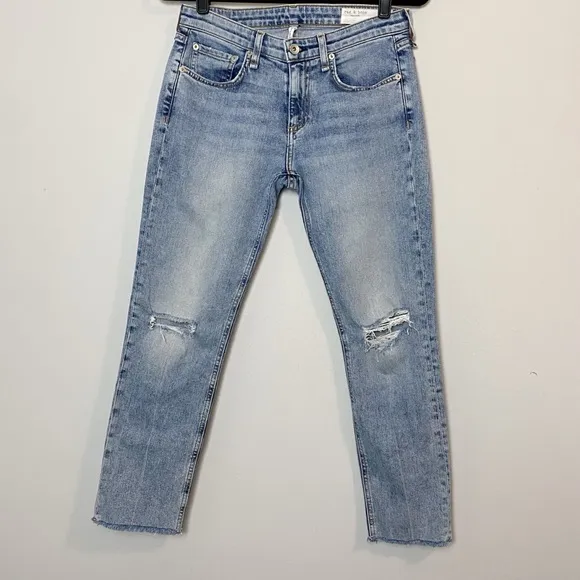 Rag &amp; Bone Dre Low Rise Slim Boyfriend Jeans in Stella Distressed