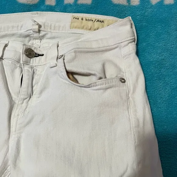Rag &amp; Bone The Dre Boyfriend Skinny Jeans Aged White​