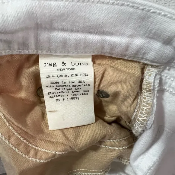 Rag &amp; Bone The Dre Boyfriend Skinny Jeans Aged White​