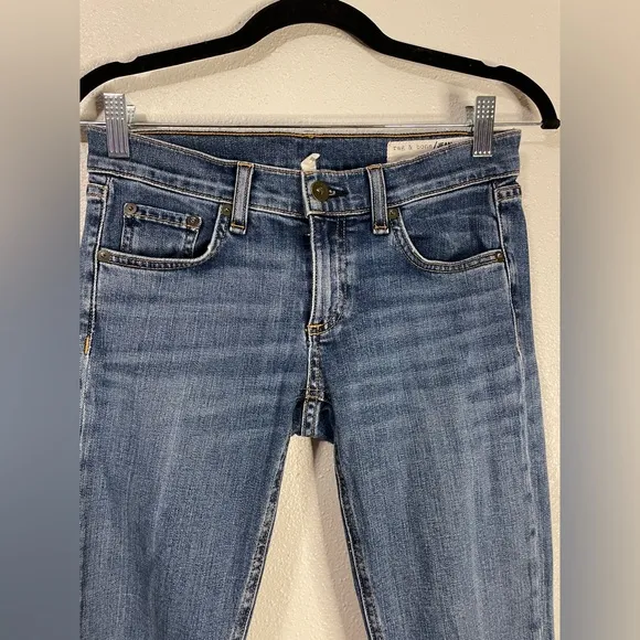 Rag &amp; Bone The Dre Low Rise Slim Boyfriend Blue Jeans in Coopers