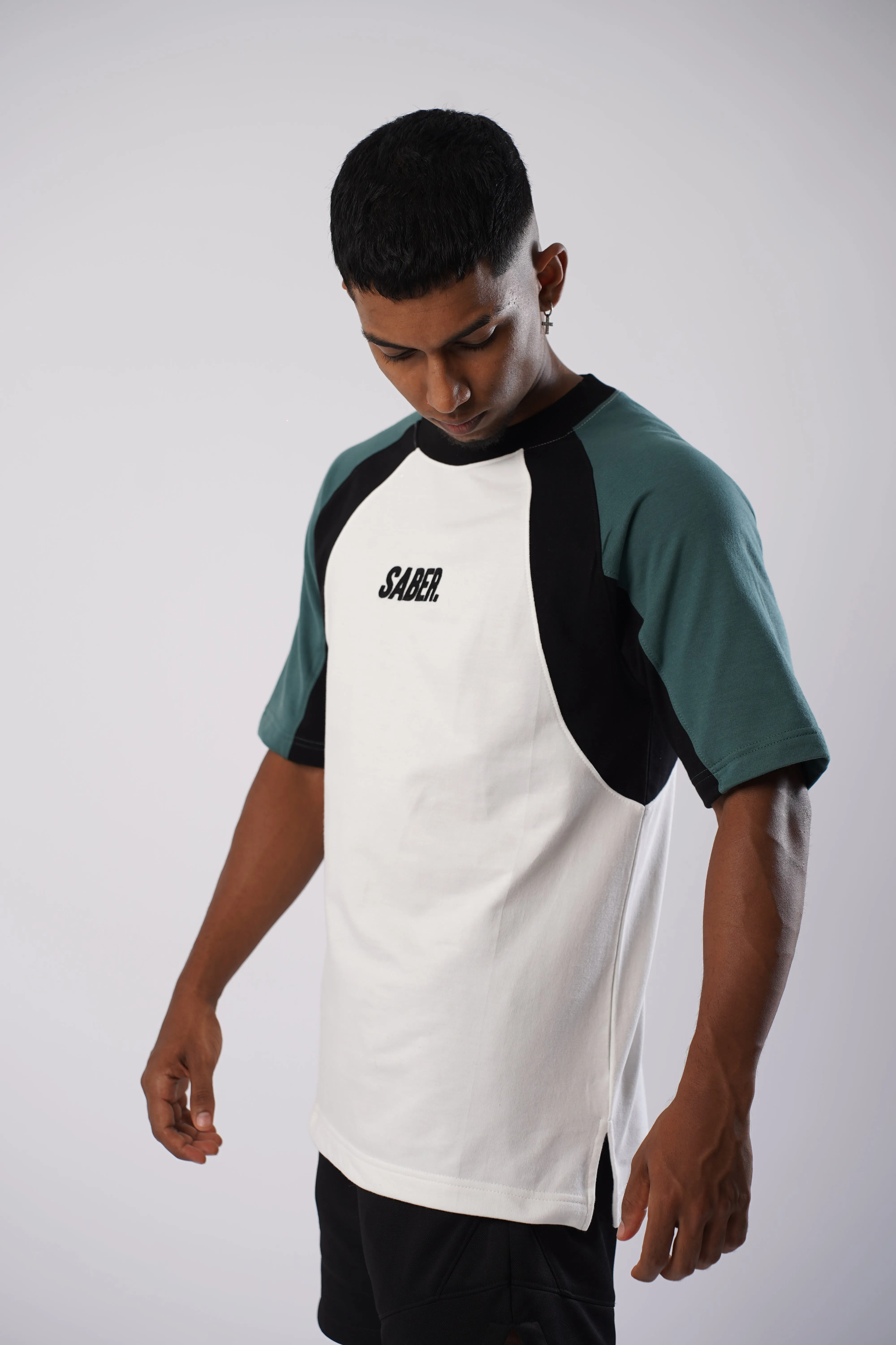 Raglan Colour Block Tee [WHITE/SAPPHIRE/BLACK]
