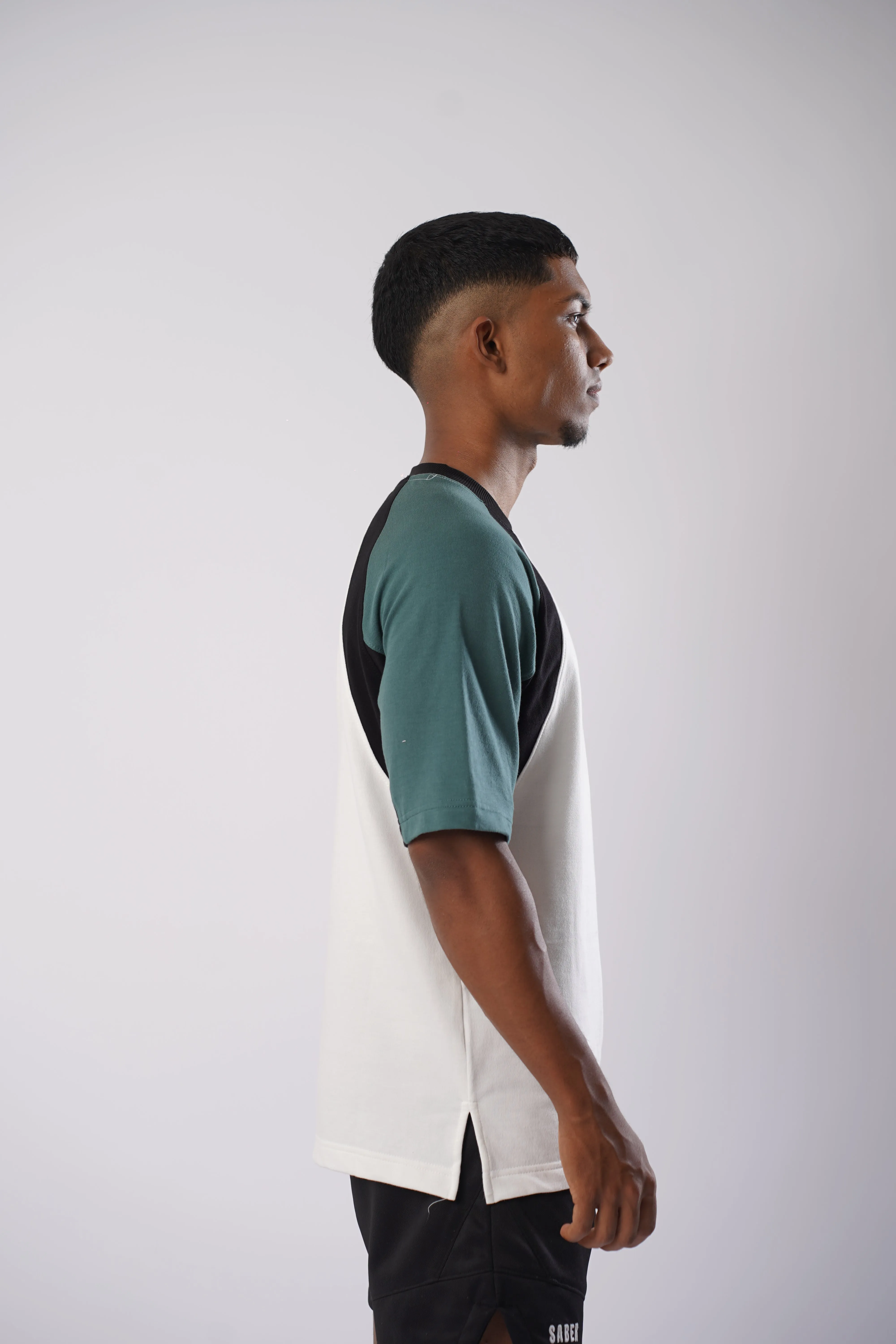 Raglan Colour Block Tee [WHITE/SAPPHIRE/BLACK]