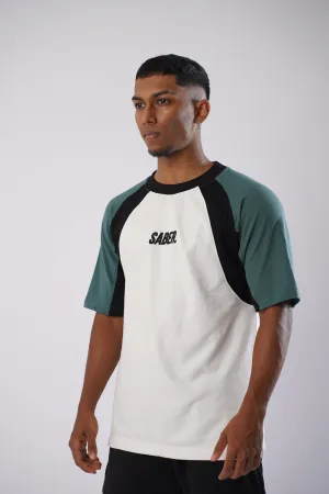 Raglan Colour Block Tee [WHITE/SAPPHIRE/BLACK]