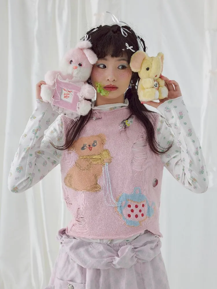 Raglan Cute Knit Vest【s0000004646】