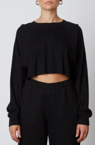 Raglan Rib Oversize Long Sleeve Crop Top