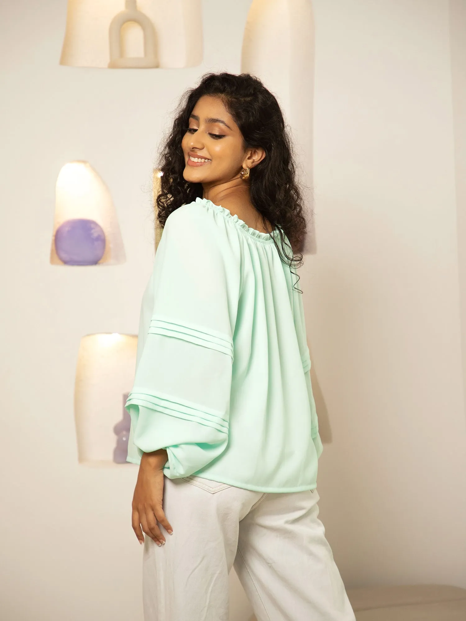 Raglan Sleeve Pin-Tuck Top