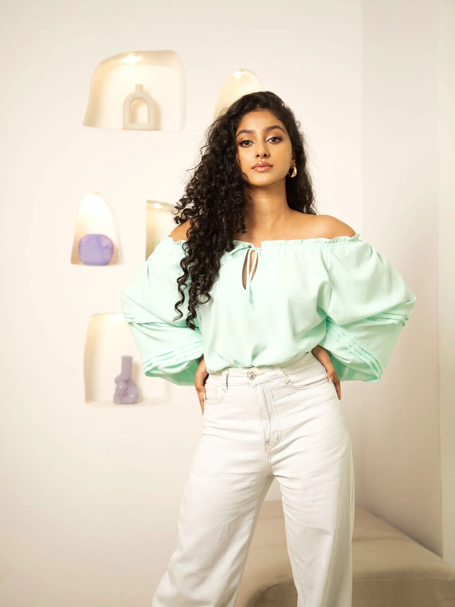 Raglan Sleeve Pin-Tuck Top
