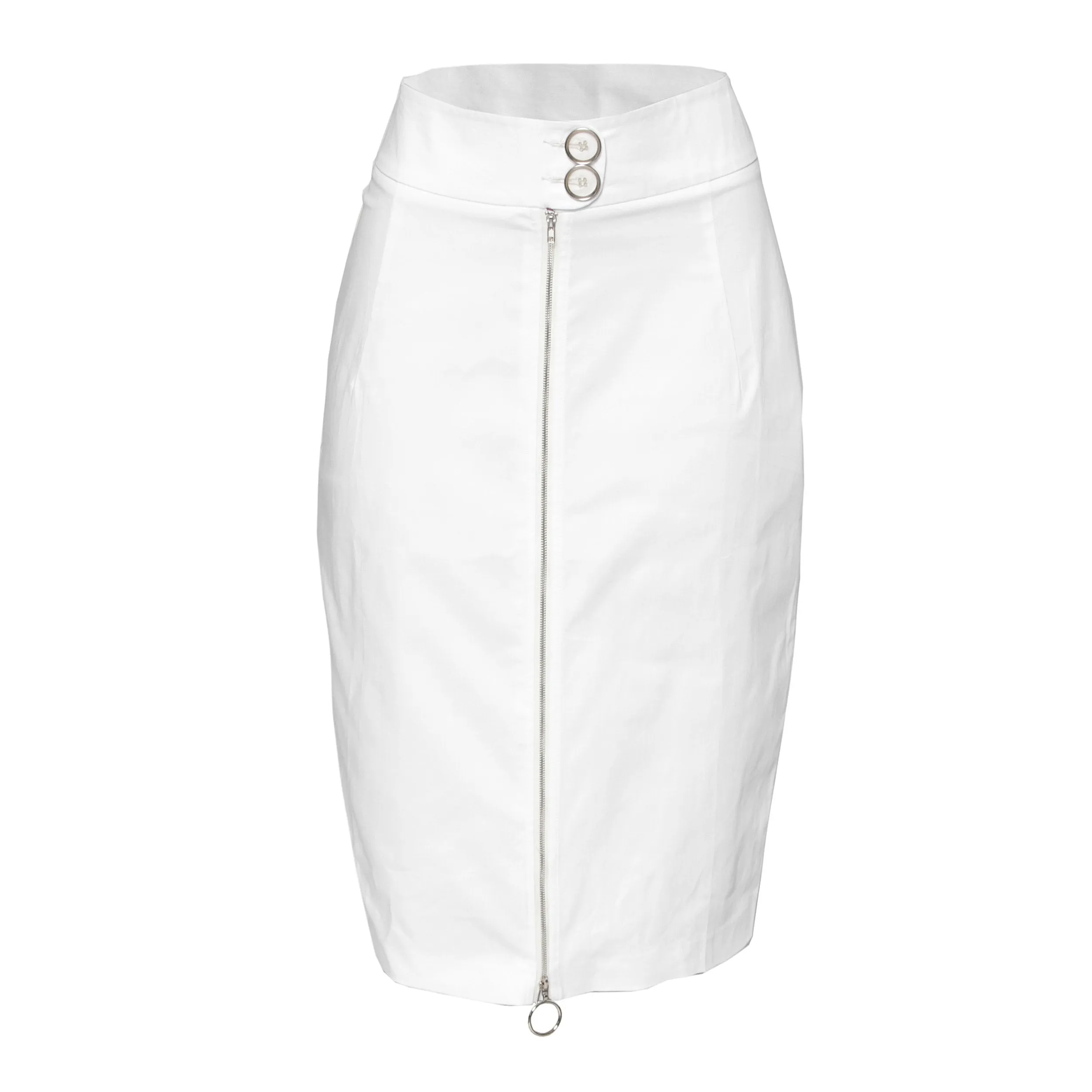 Rapheeze Front Zipline White Italian Skirt