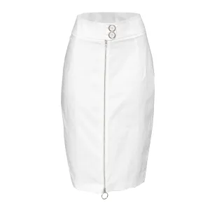 Rapheeze Front Zipline White Italian Skirt