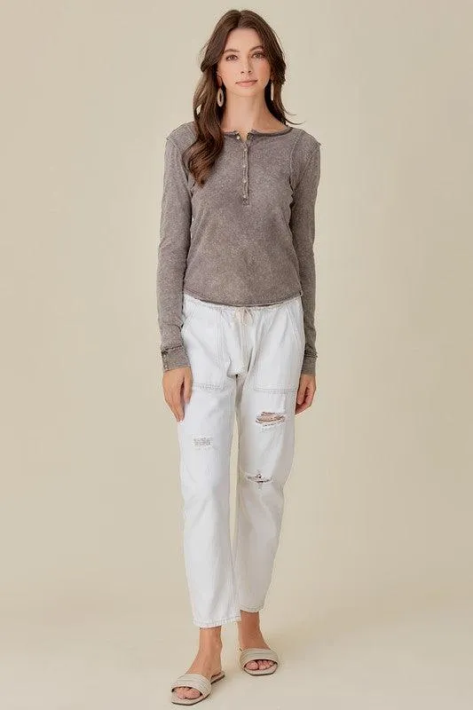 Raw Edge Button Top