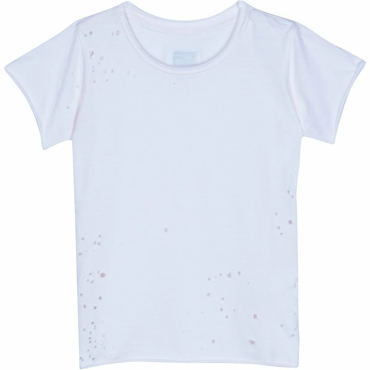 Raw Edge Tee Burned Out Holes White