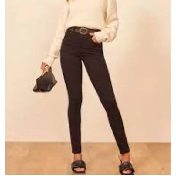 Reformation Jeans Women's Black High Rise Skinny Denim Pants Size 25
