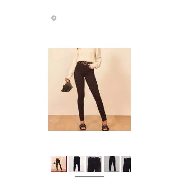 Reformation Jeans Women's Black High Rise Skinny Denim Pants Size 25