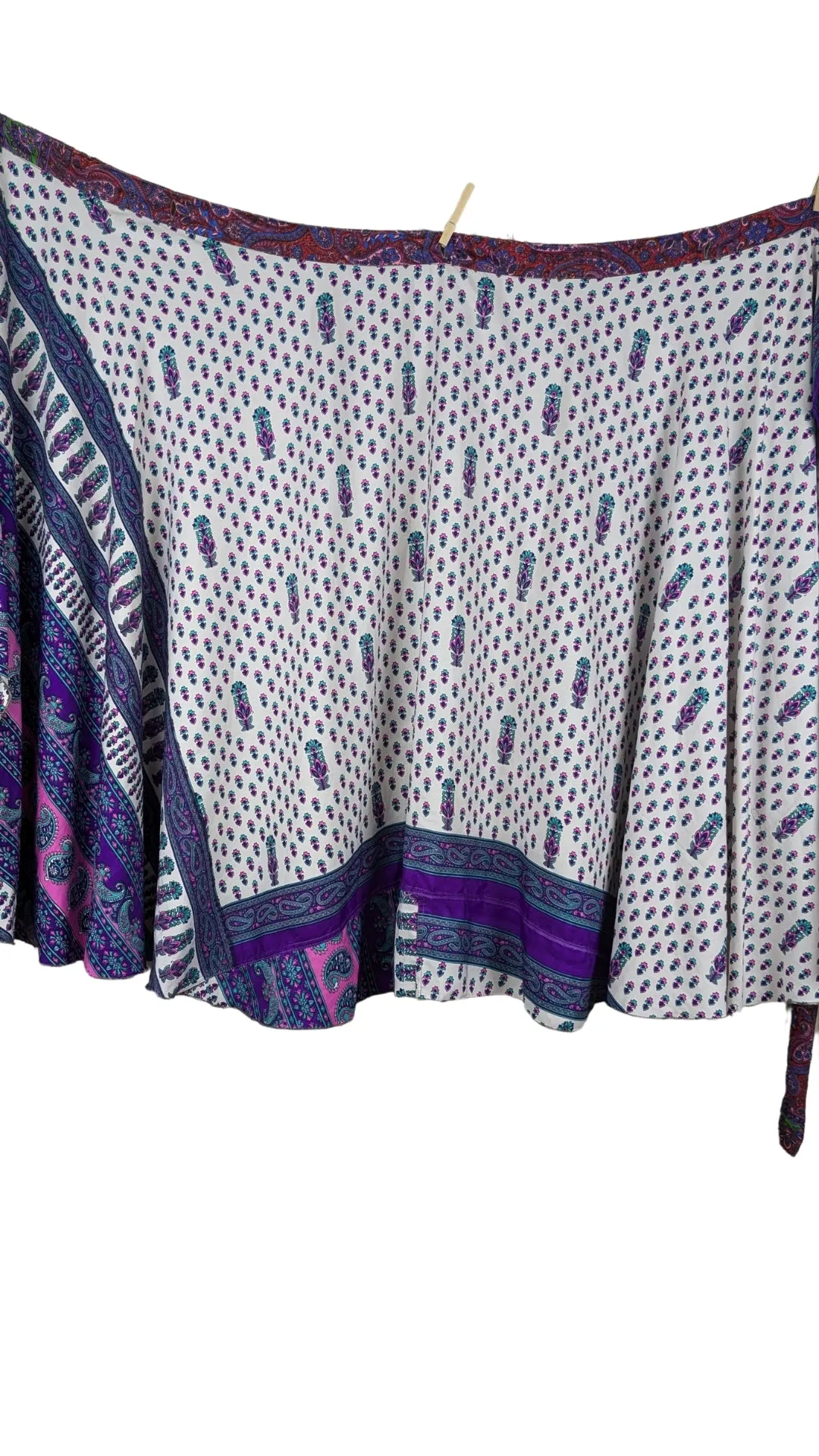 Regular 4 Layer Maxi Length Up-Cycled Reversible Sari Wrap Skirt