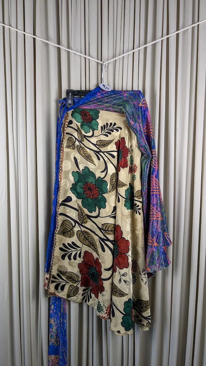 Regular Tea Length Up-Cycled Reversible Sari Wrap Skirt #10