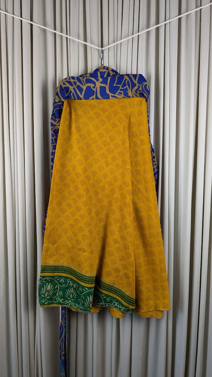 Regular Tea Length Up-Cycled Reversible Sari Wrap Skirt #13