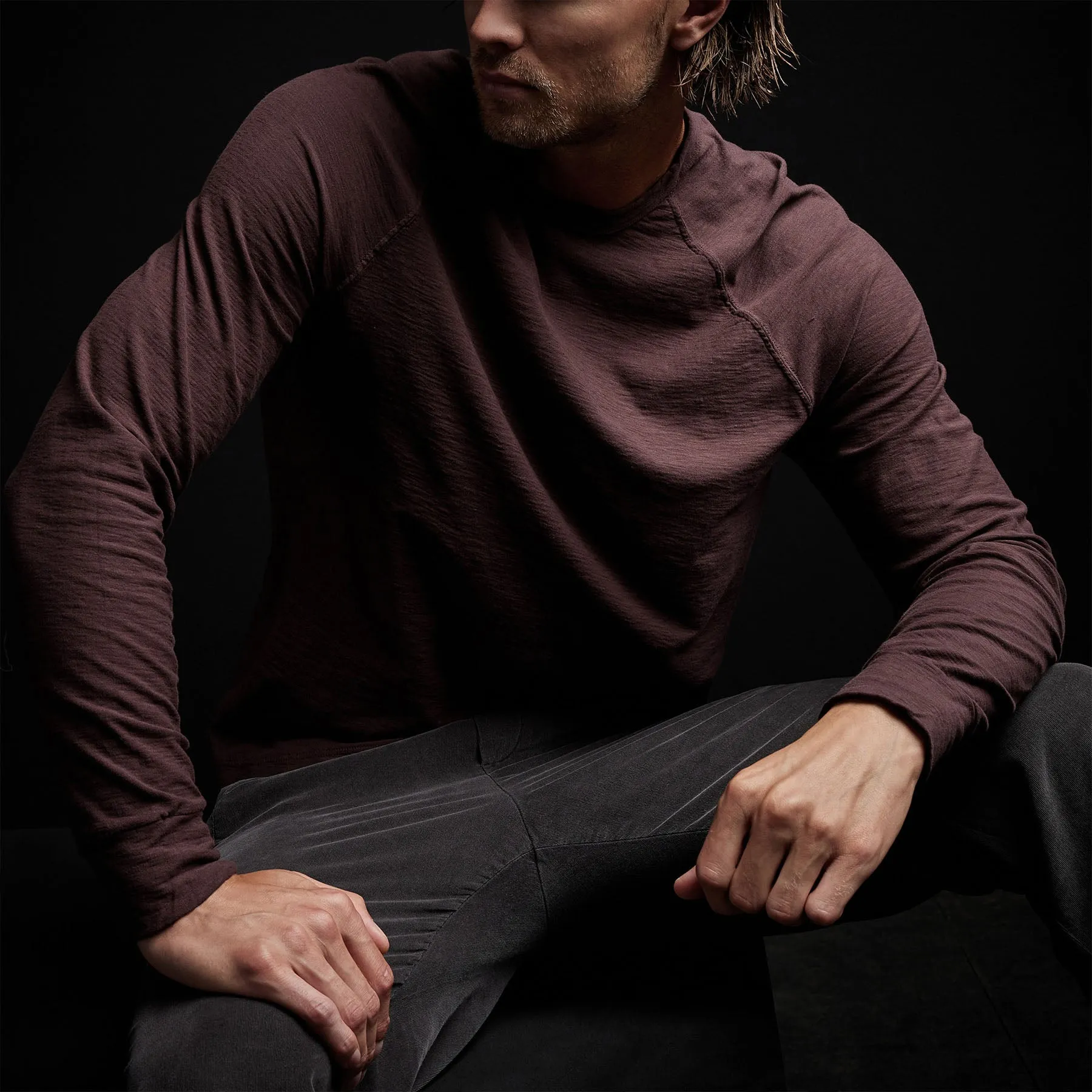 Reverse Slub Jersey Raglan Crew - Dahlia