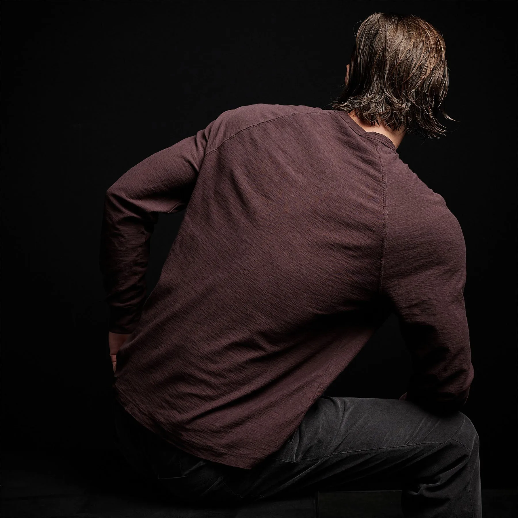 Reverse Slub Jersey Raglan Crew - Dahlia
