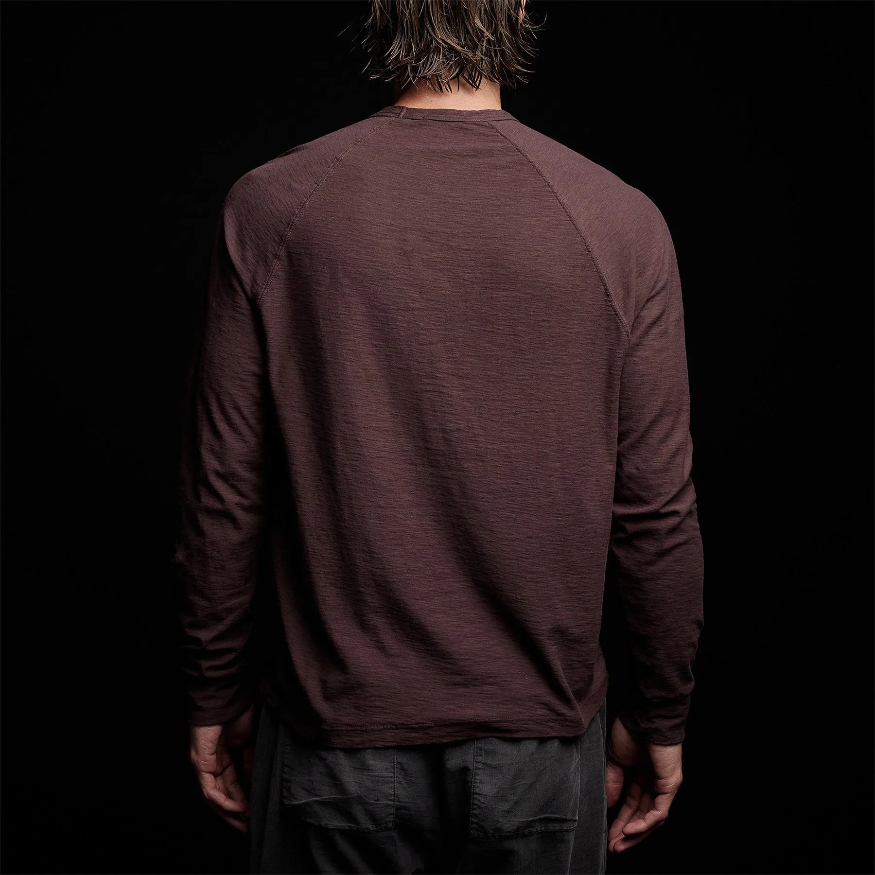 Reverse Slub Jersey Raglan Crew - Dahlia