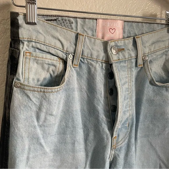 Revice Two Tone Ex Boyfriend Straight Leg Denim Jeans Blue &amp; Black Size 25