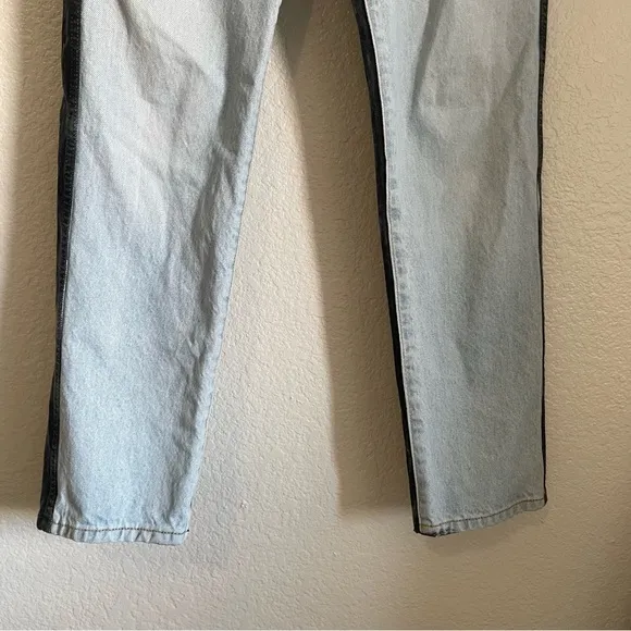 Revice Two Tone Ex Boyfriend Straight Leg Denim Jeans Blue &amp; Black Size 25