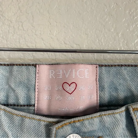 Revice Two Tone Ex Boyfriend Straight Leg Denim Jeans Blue &amp; Black Size 25