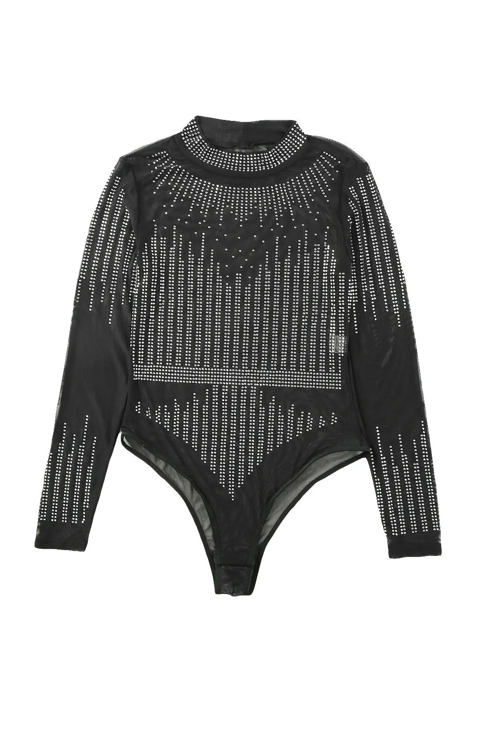 Rhinestone Sheer Mesh Bodysuit