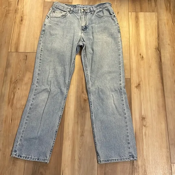 riders Lee blue denim jeans women’s size 8P petite high waisted vintage 1990’s