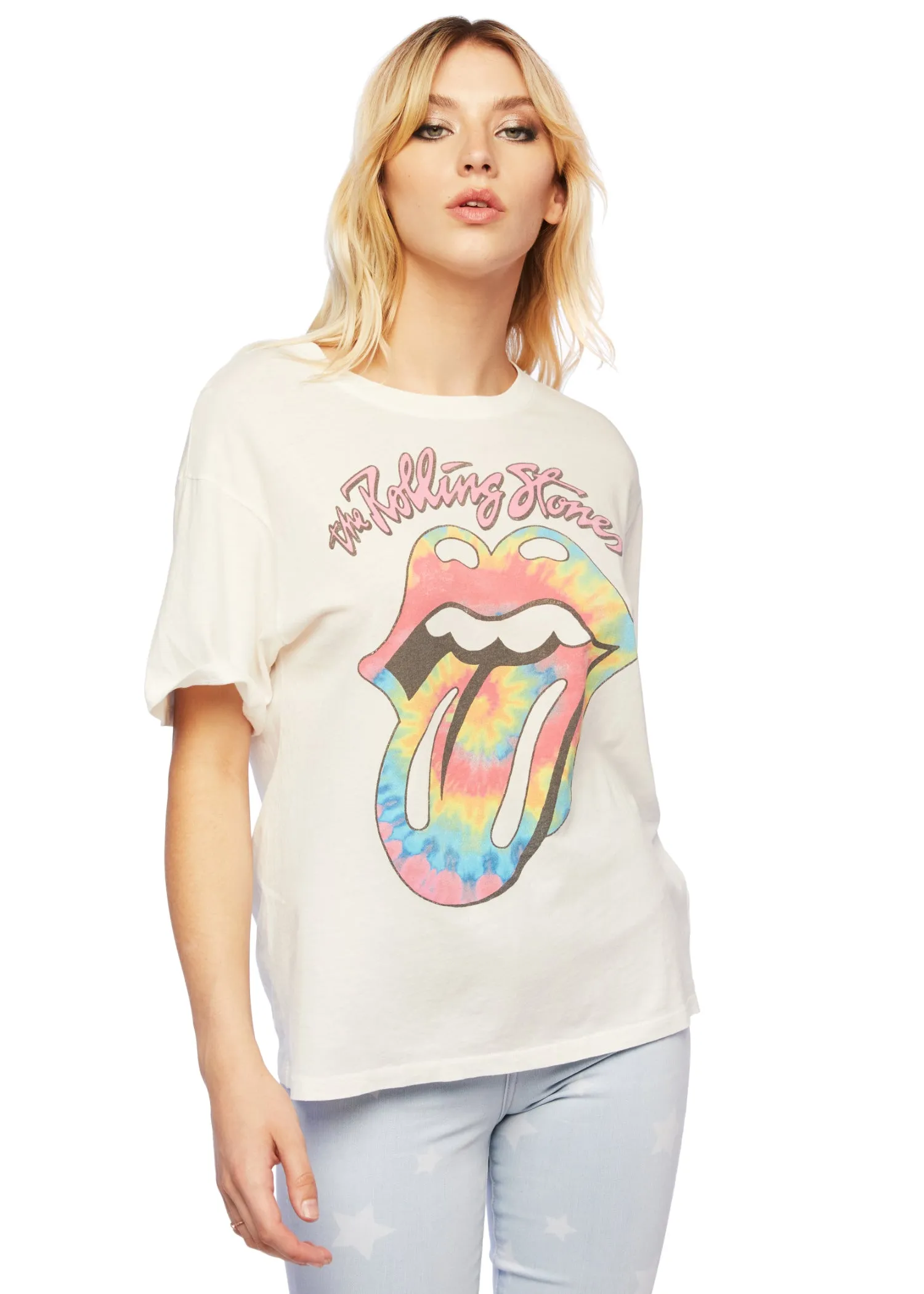 Rolling Stones Tie Dye Tongue Oversized Tee by Daydreamer LA