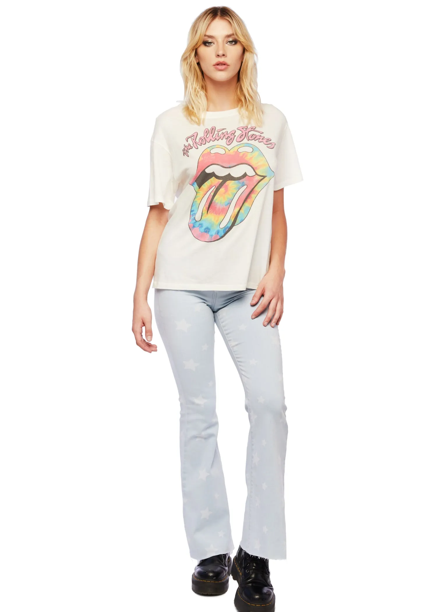Rolling Stones Tie Dye Tongue Oversized Tee by Daydreamer LA