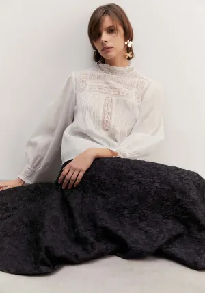 Romantic pintuck top - White