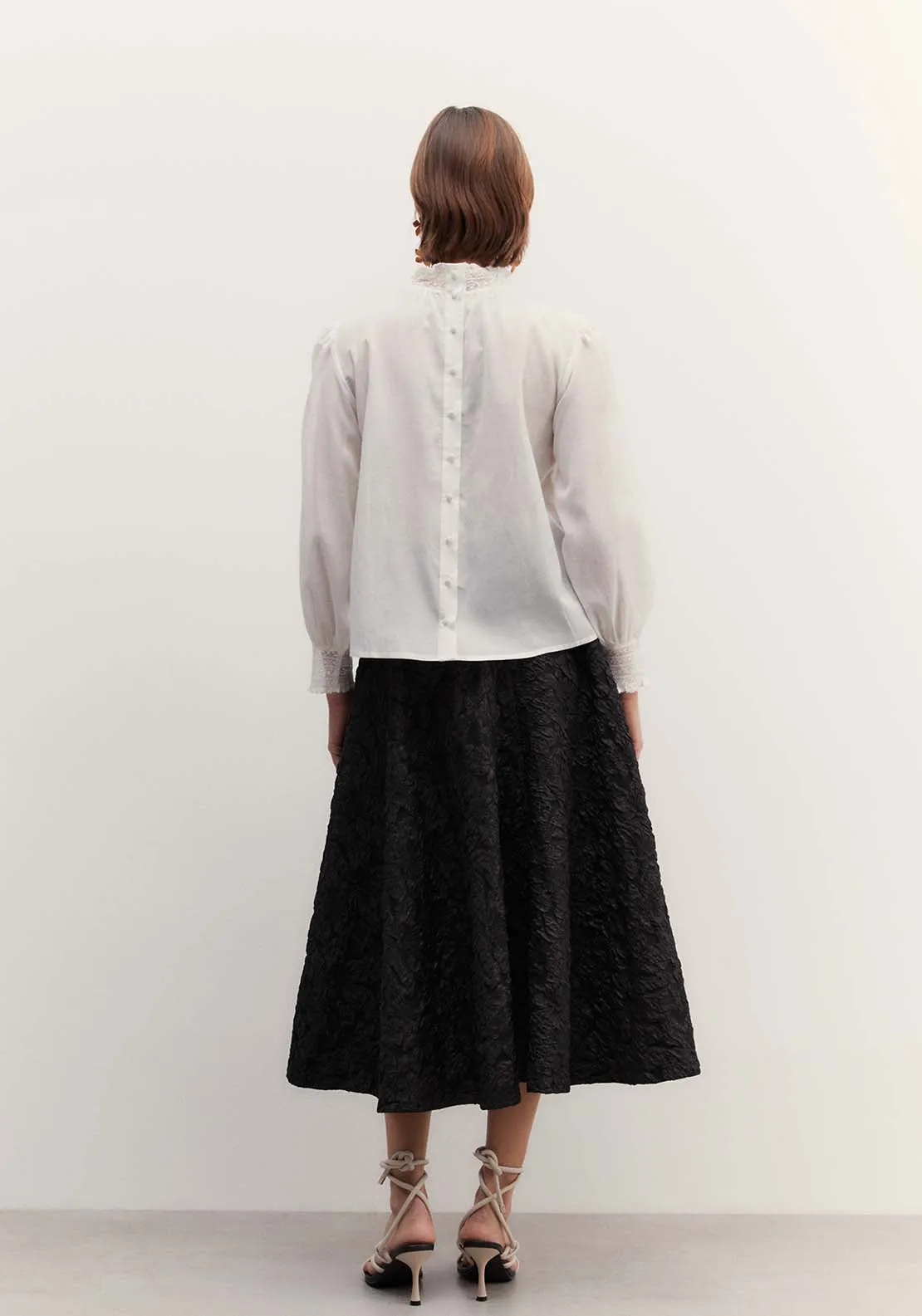 Romantic pintuck top - White