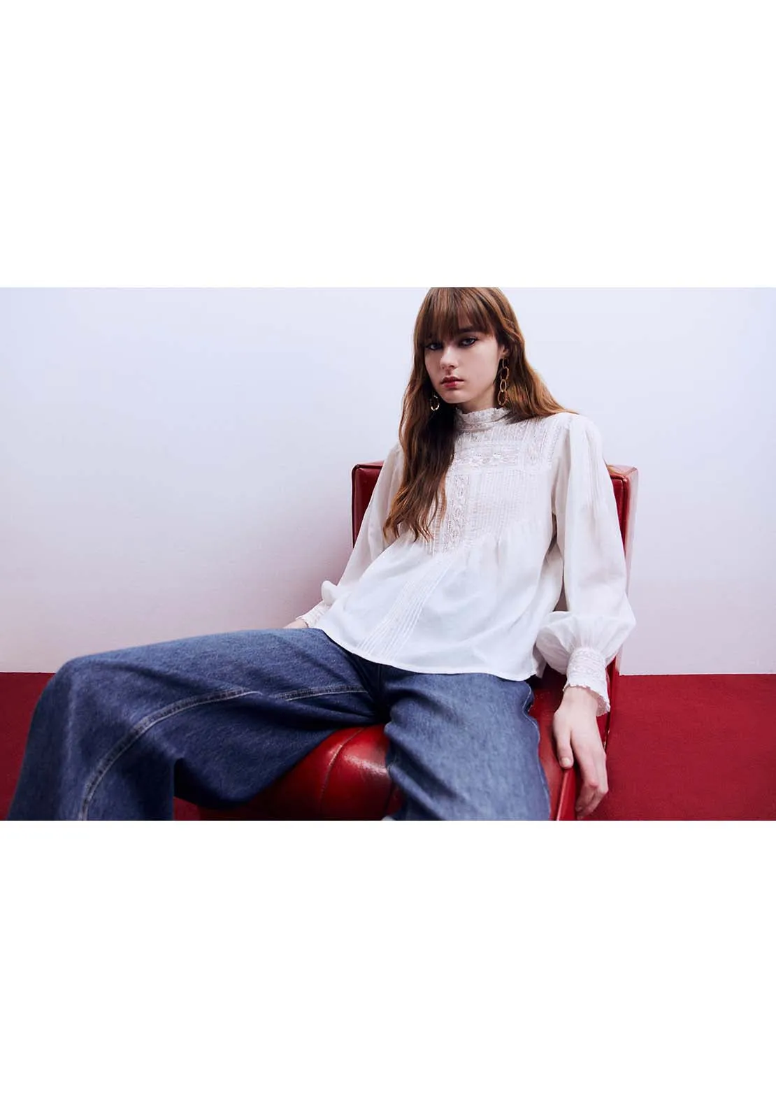Romantic pintuck top - White