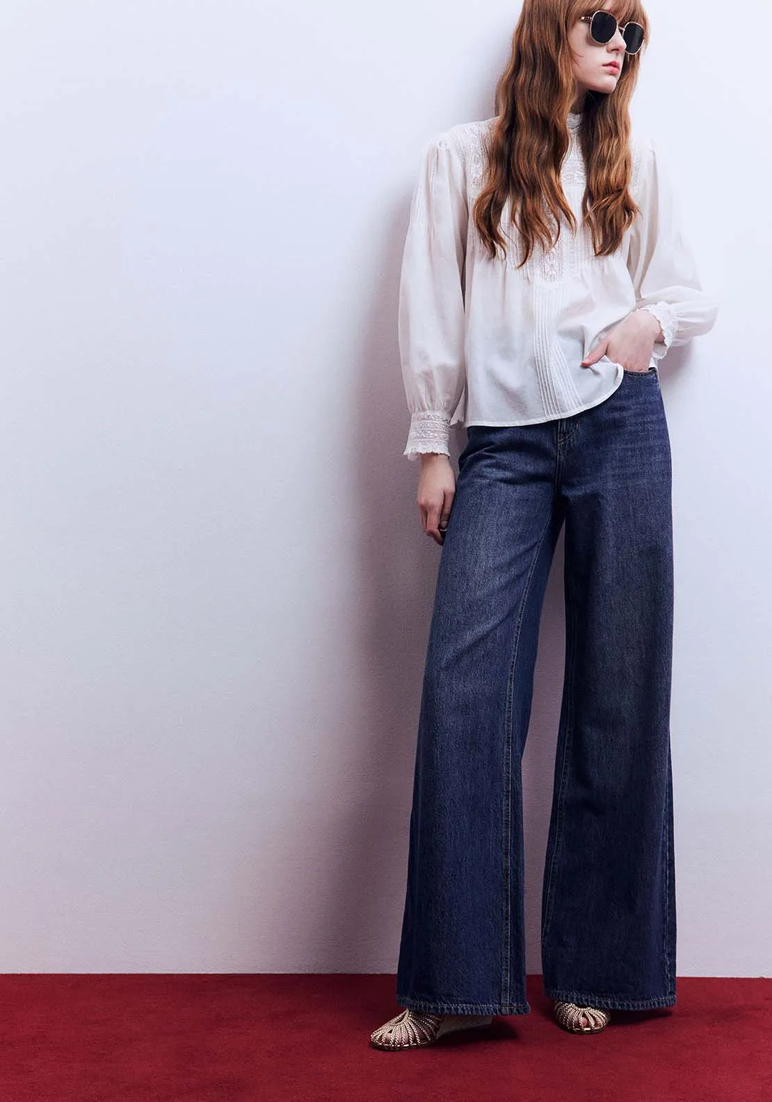 Romantic pintuck top - White
