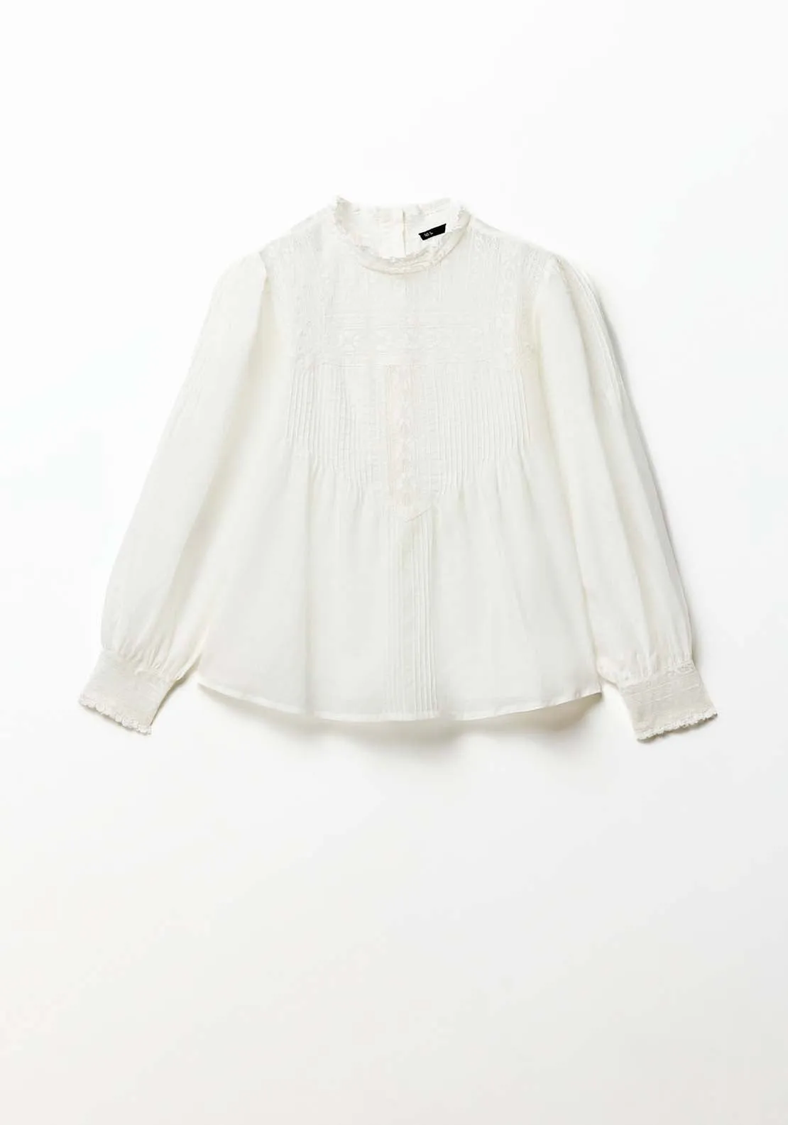 Romantic pintuck top - White