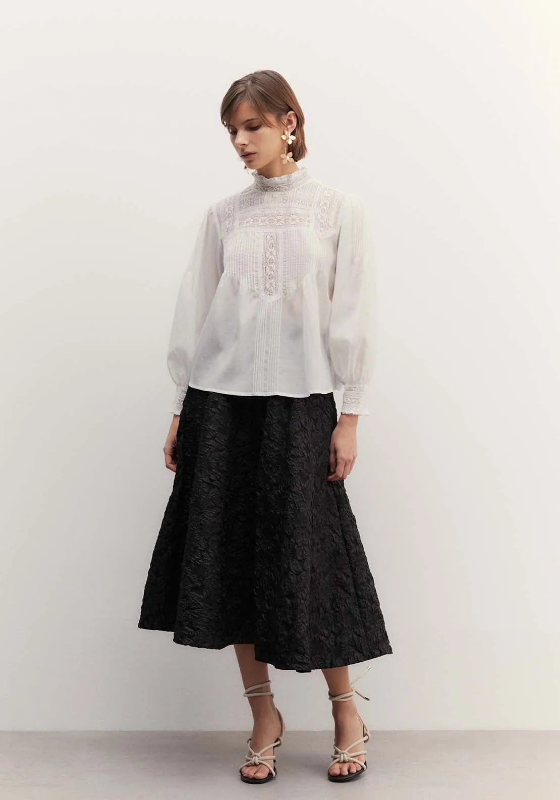 Romantic pintuck top - White