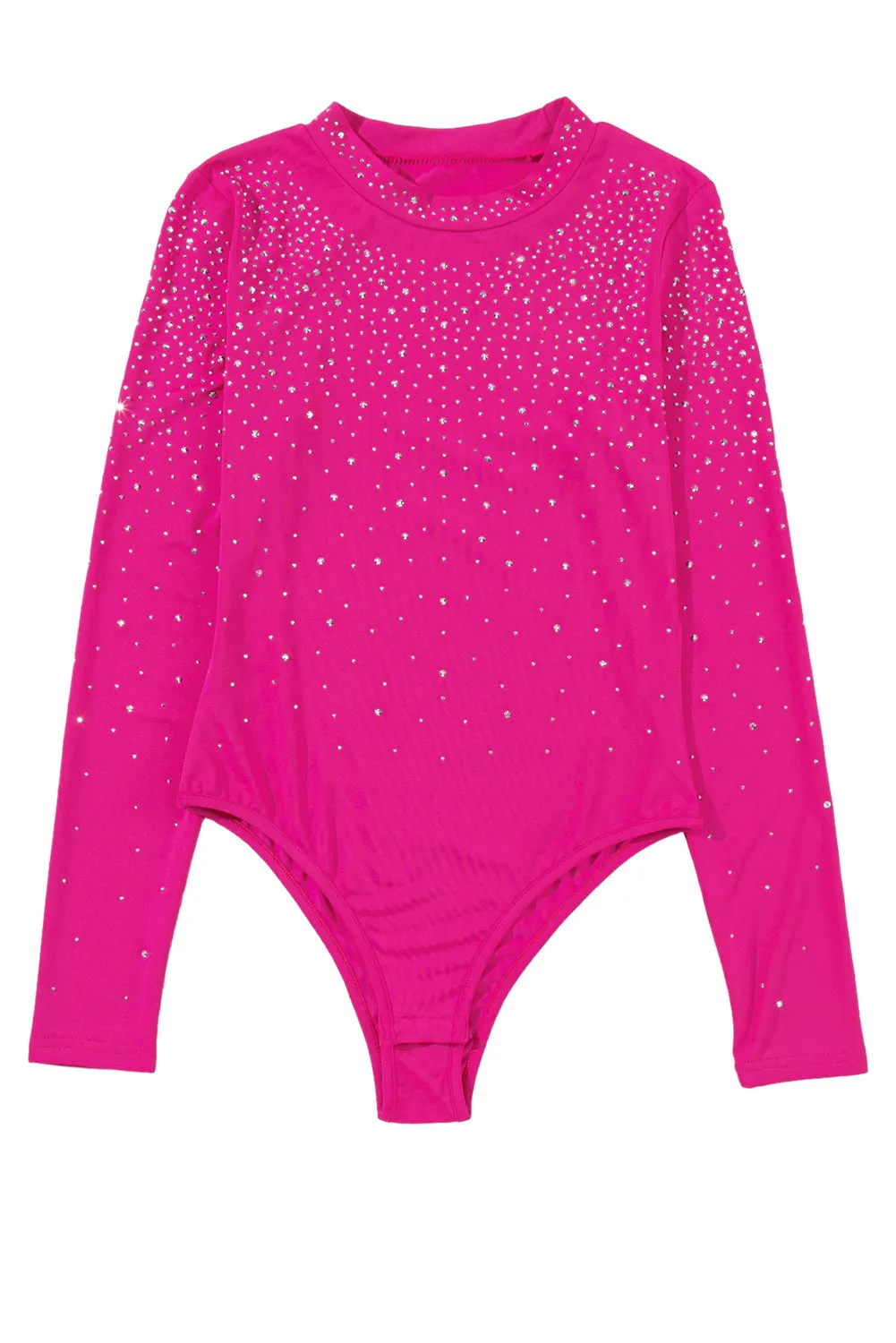 Rose Rhinestone Mesh Sleeve Bodysuit