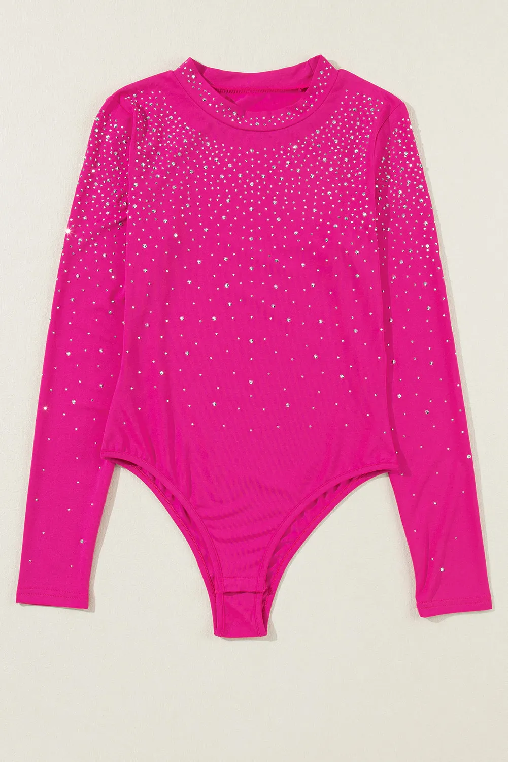 Rose Rhinestone Mesh Sleeve Bodysuit