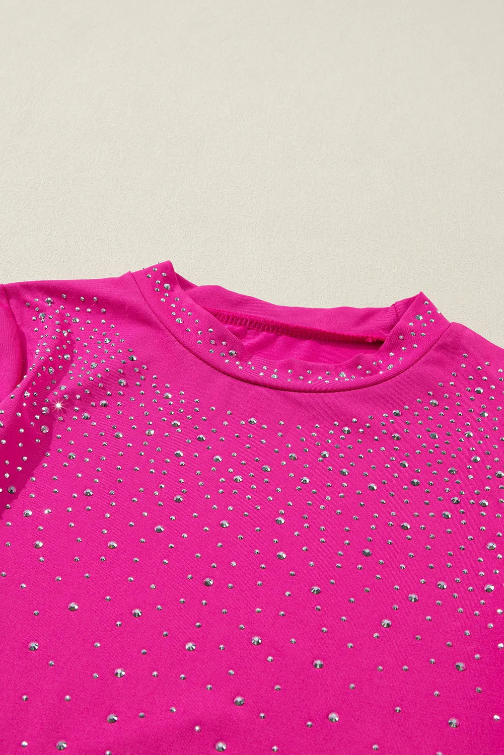 Rose Rhinestone Mesh Sleeve Bodysuit