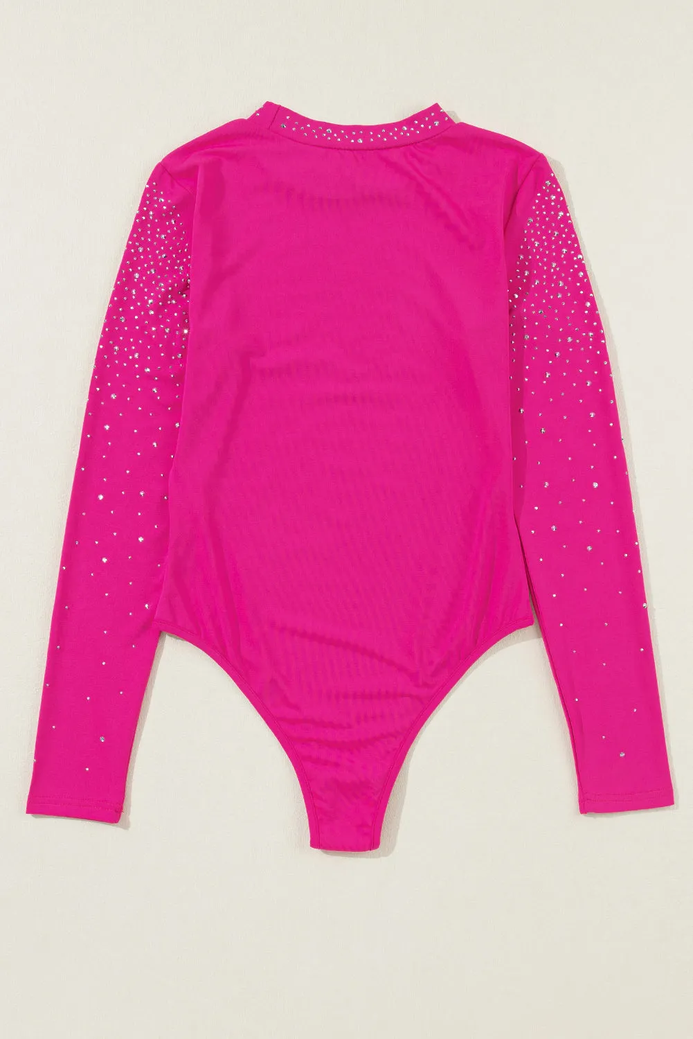 Rose Rhinestone Mesh Sleeve Bodysuit