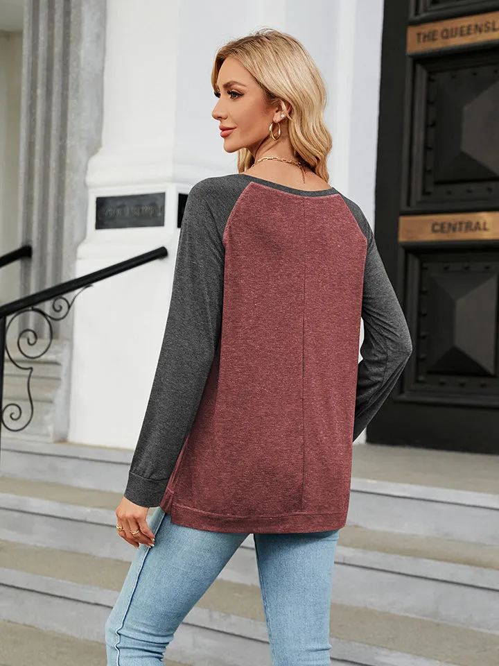 Round Neck Raglan Baseball Sleeve T-Shirt (4 Colors)