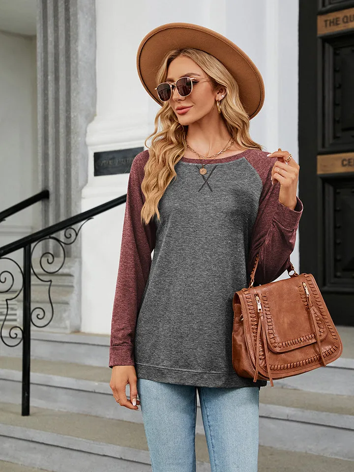 Round Neck Raglan Baseball Sleeve T-Shirt (4 Colors)