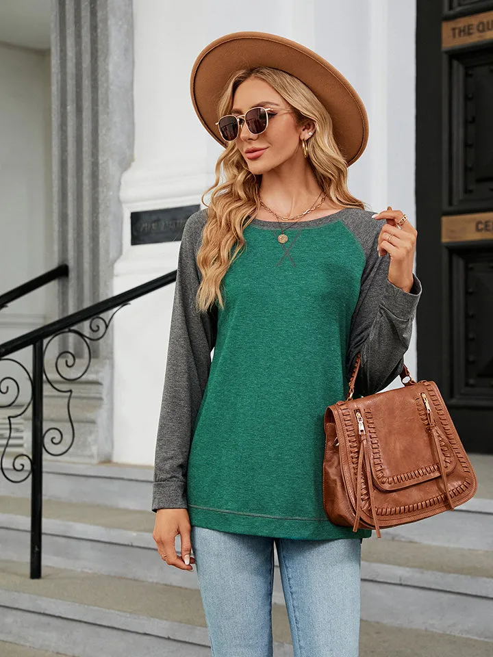 Round Neck Raglan Baseball Sleeve T-Shirt (4 Colors)