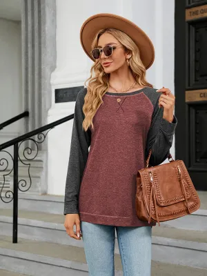 Round Neck Raglan Baseball Sleeve T-Shirt (4 Colors)