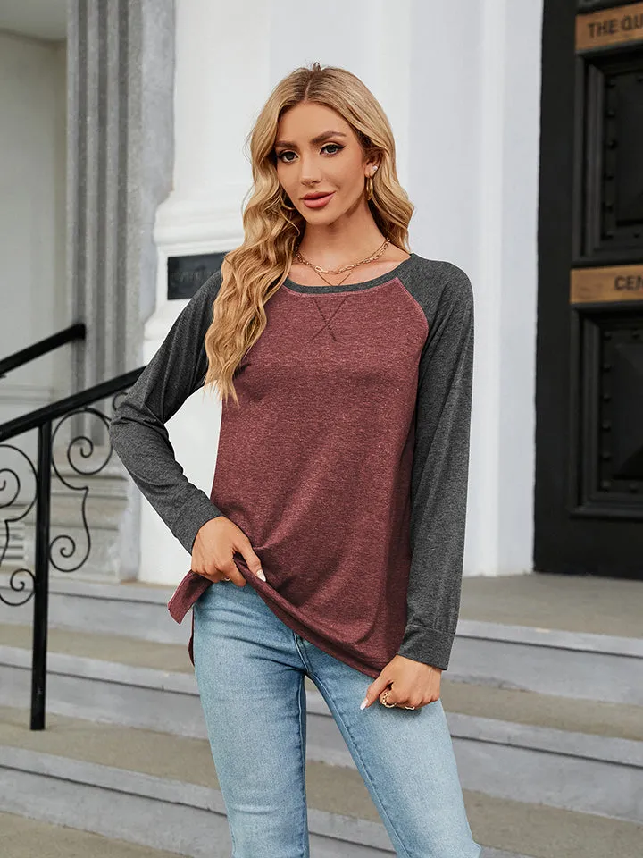 Round Neck Raglan Baseball Sleeve T-Shirt (4 Colors)