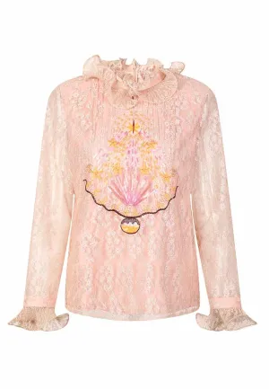 Ruffle collar lace blouse