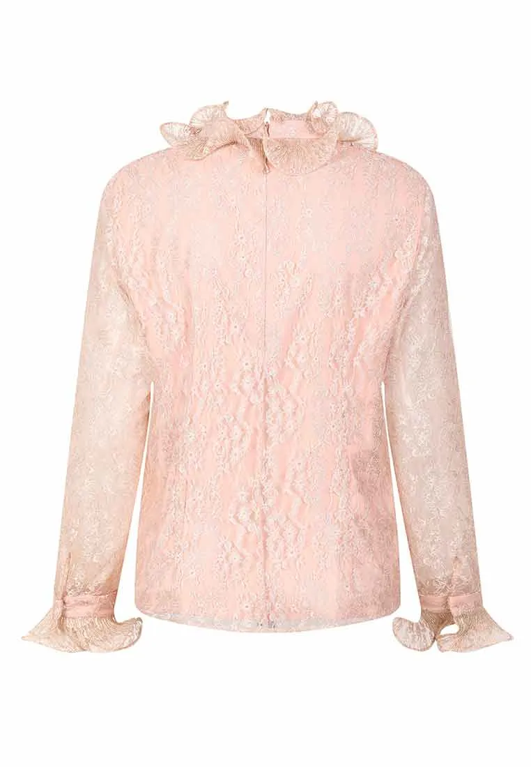 Ruffle collar lace blouse